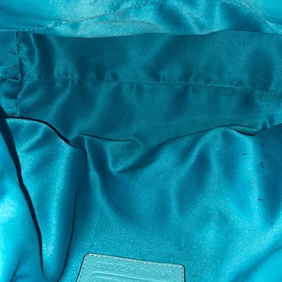 Coach Avery Drawstring Teal Turquoise Blue Super Soft. 2 Straps. - Picture 10 of 14